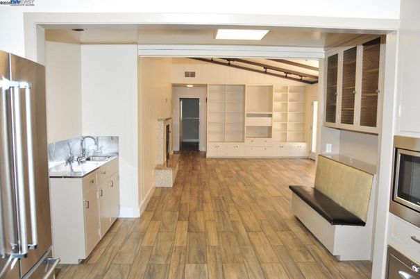 Interior, Kitchen, Stainless Steel Appliances, Wood Texture Flooring