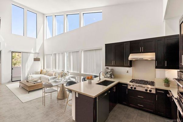 Interior, Kitchen, Living room, Stainless Steel Appliances, Wood Texture Flooring