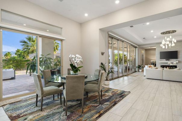 Dining room, Fireplace, Interior, Living room, Recessed Lighting