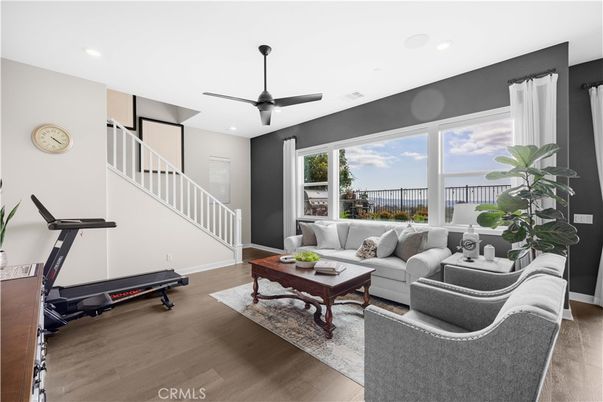 Fitness Equipment, Interior, Living room, Recessed Lighting, Water, Wood Texture Flooring