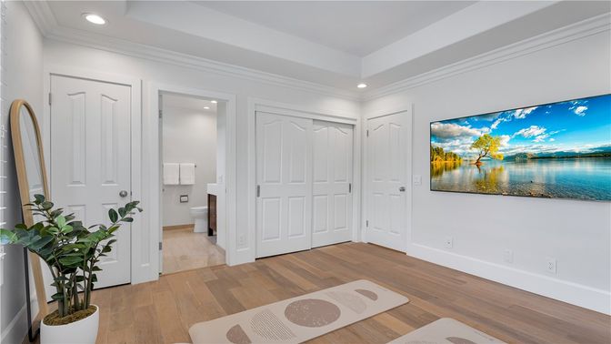Bathroom, Interior, Recessed Lighting, Wood Texture Flooring