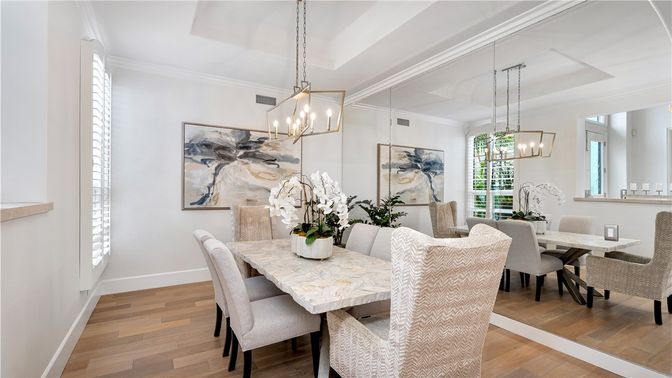 Chandelier, Dining room, Interior, Pendant Lights, Wood Texture Flooring