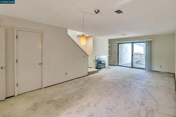 Empty room, Fireplace, Interior, Pendant Lights