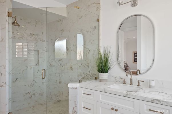 Bathroom, Glass Shower, Interior, Marble, Marble Walls
