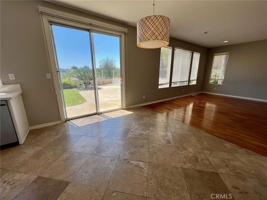 Empty room, Interior, Pendant Lights, Recessed Lighting, Wood Texture Flooring