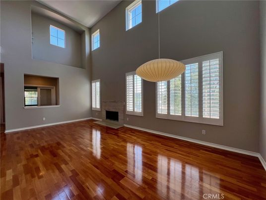 Fireplace, Interior, Pendant Lights, Wood Texture Flooring
