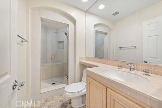 Bathroom, Glass Shower, Interior, Recessed Lighting, Tile Countertops