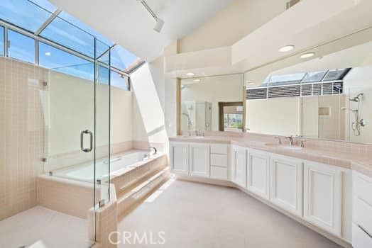 Bathroom, Dual Sink Vanities, Glass Ceilings, Glass Shower, Interior, Recessed Lighting, Tile Countertops