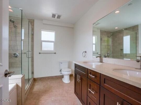 Bathroom, Dual Sink Vanities, Glass Shower, Interior, Recessed Lighting