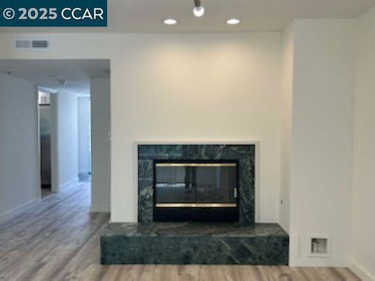 Fireplace, Interior, Pendant Lights, Recessed Lighting, Wood Texture Flooring