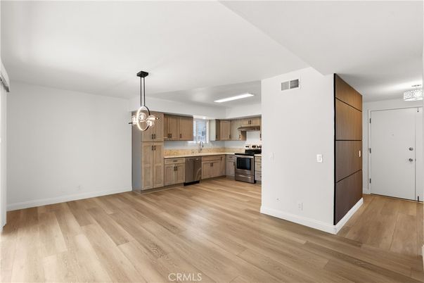 Interior, Kitchen, Pendant Lights, Stainless Steel Appliances, Wood Texture Flooring