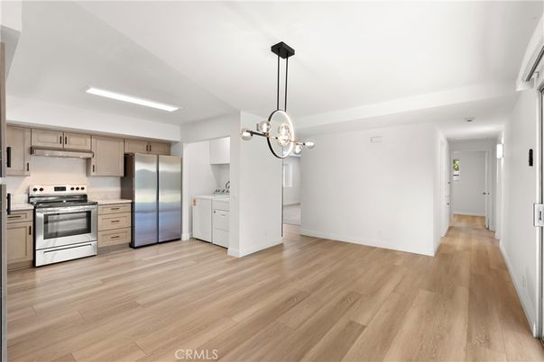 Interior, Kitchen, Pendant Lights, Stainless Steel Appliances, Wood Texture Flooring