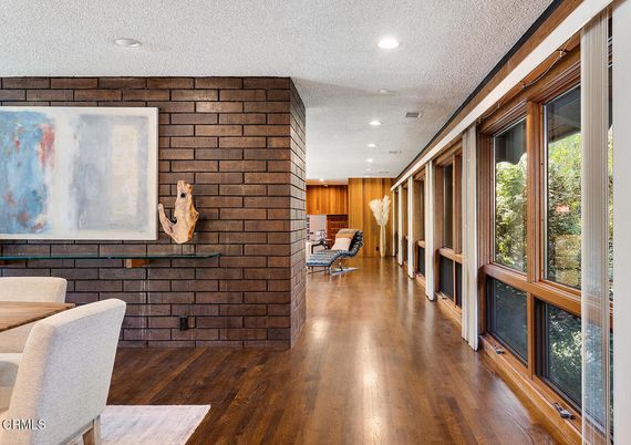 Interior, Recessed Lighting, Stone Walls, Wood Texture Flooring, Wooden Walls