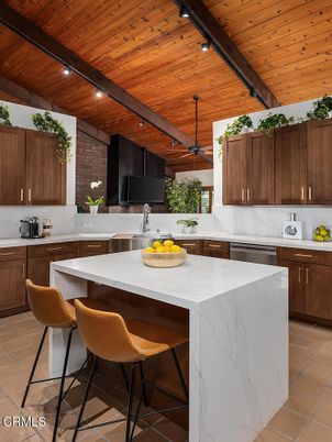 Interior, Kitchen, Recessed Lighting, Stainless Steel Appliances, Wooden Beams, Wooden Ceilings