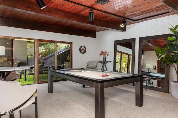 Billiard Table, Game Room, Interior, Wooden Beams, Wooden Ceilings