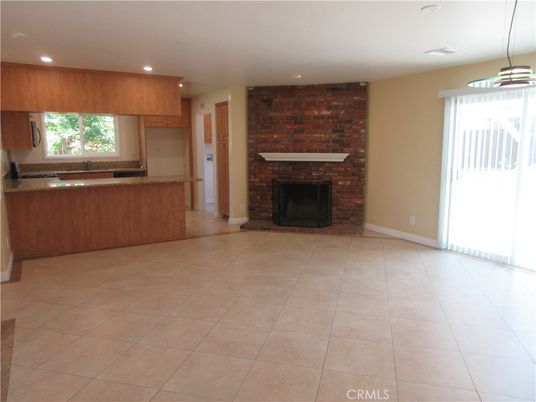 Empty room, Fireplace, Interior, Kitchen, Recessed Lighting, Stone Walls