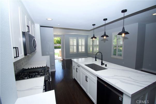 Interior, Kitchen, Pendant Lights, Recessed Lighting, Wood Texture Flooring