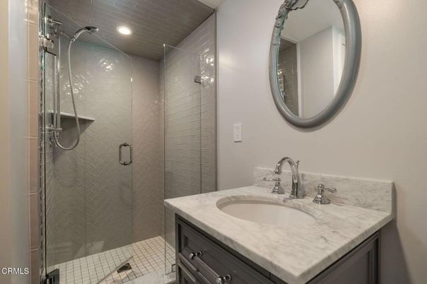 Bathroom, Glass Shower, Interior, Recessed Lighting