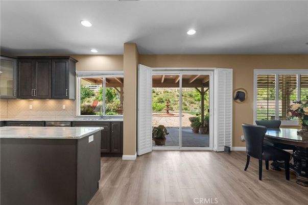 Dining room, Interior, Kitchen, Recessed Lighting, Wood Texture Flooring