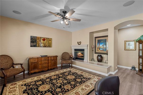 Fireplace, Interior, Recessed Lighting, Wood Texture Flooring