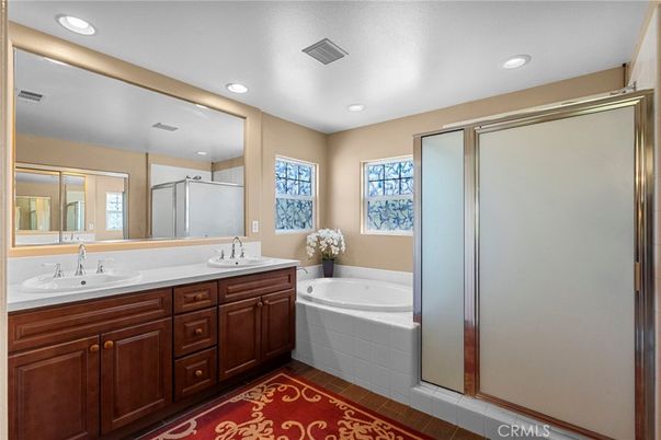 Bathroom, Dual Sink Vanities, Glass Shower, Interior, Recessed Lighting
