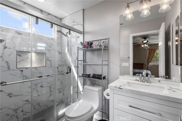 Bathroom, Glass Shower, Interior, Marble Walls