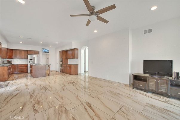Interior, Kitchen, Marble, Recessed Lighting, Stainless Steel Appliances