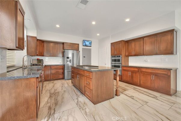 Interior, Kitchen, Marble, Recessed Lighting, Stainless Steel Appliances