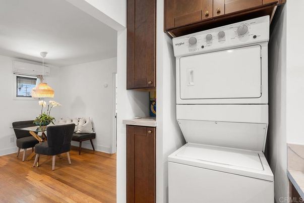 Dining room, Interior, Pendant Lights, Utility Closets, Washer, Wood Texture Flooring