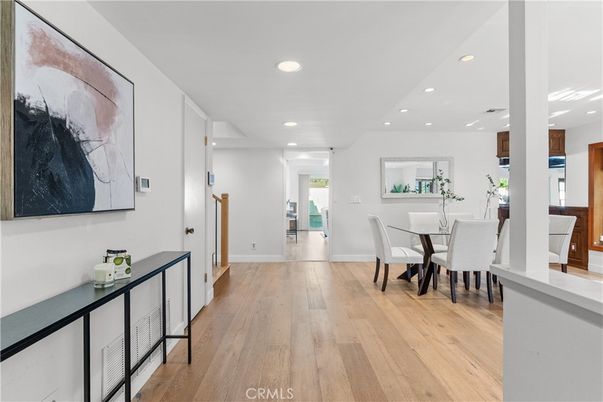 Dining room, Interior, Recessed Lighting, Wood Texture Flooring