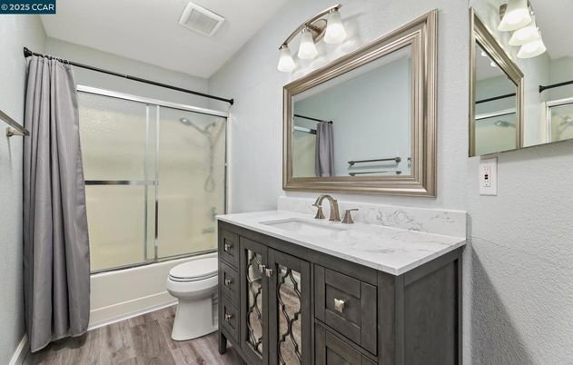 Bathroom, Glass Shower, Interior, Wood Texture Flooring