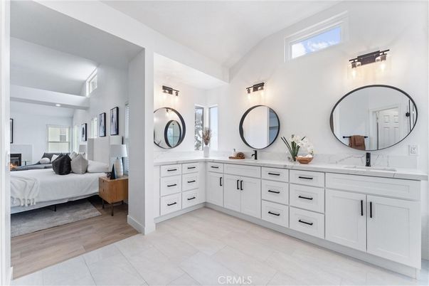Bathroom, Bedroom, Dual Sink Vanities, Interior, Wood Texture Flooring