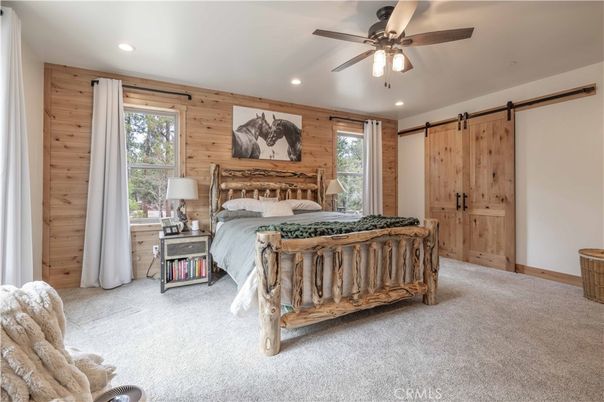 Bedroom, Interior, Recessed Lighting, Wooden Walls