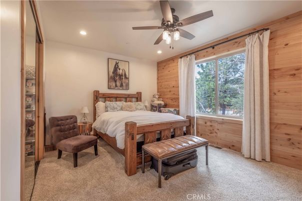 Bedroom, Interior, Recessed Lighting, Wooden Walls