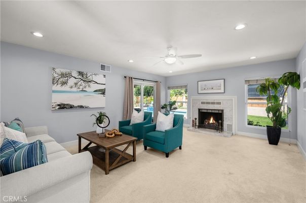 Fireplace, Interior, Living room, Recessed Lighting