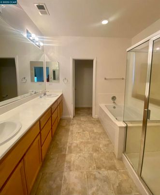 Bathroom, Dual Sink Vanities, Glass Shower, Interior, Recessed Lighting