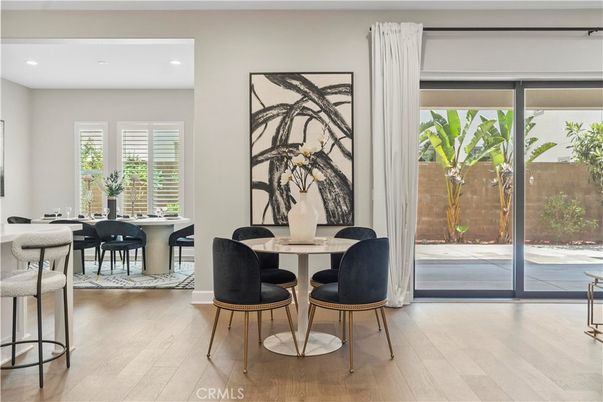 Dining room, Interior, Recessed Lighting, Wood Texture Flooring