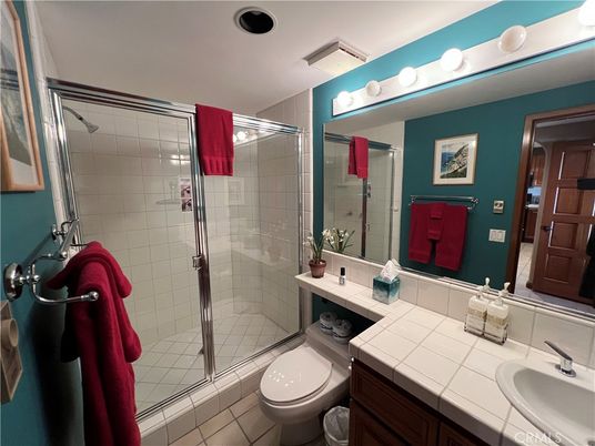 Bathroom, Dual Sink Vanities, Glass Shower, Interior, Tile Countertops