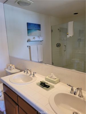 Bathroom, Dual Sink Vanities, Glass Shower, Interior, Tile Countertops