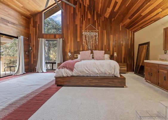 Bedroom, Interior, Wooden Ceilings, Wooden Walls
