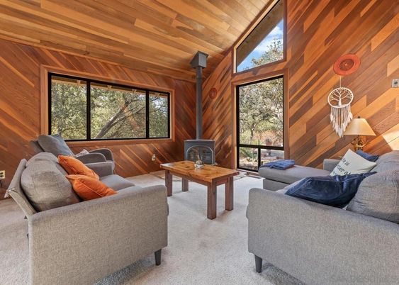 Interior, Living room, Wooden Ceilings, Wooden Walls