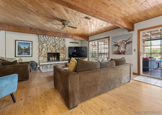 Fireplace, Interior, Living room, Stone Walls, Wooden Beams, Wooden Ceilings, Wood Texture Flooring