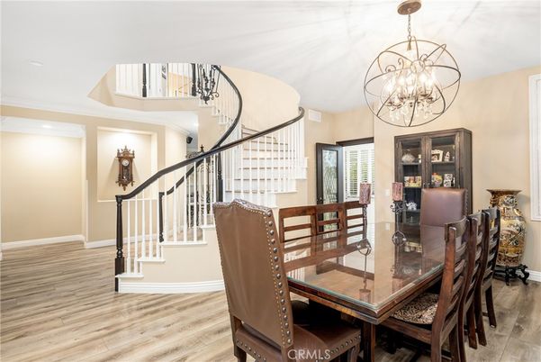 Chandelier, Dining room, Interior, Wood Texture Flooring