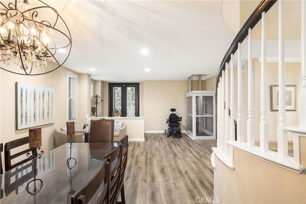Chandelier, Interior, Recessed Lighting, Wood Texture Flooring
