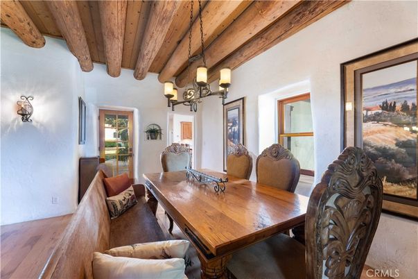 Chandelier, Dining room, Interior, Wooden Beams, Wooden Ceilings, Wood Texture Flooring