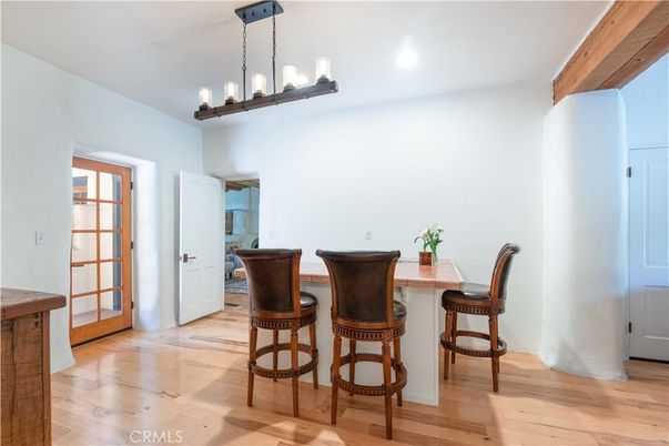 Dining room, Interior, Pendant Lights, Recessed Lighting, Wood Texture Flooring