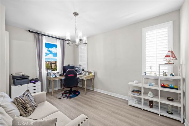 Home Office, Interior, Pendant Lights, Wood Texture Flooring