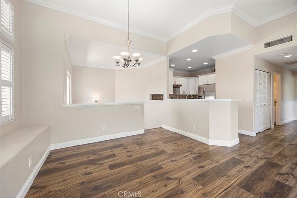 Chandelier, Interior, Kitchen, Recessed Lighting, Wood Texture Flooring