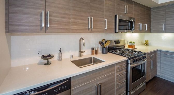 Interior, Kitchen, Stainless Steel Appliances, Wood Texture Flooring