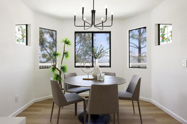 Chandelier, Dining room, Interior, Wood Texture Flooring